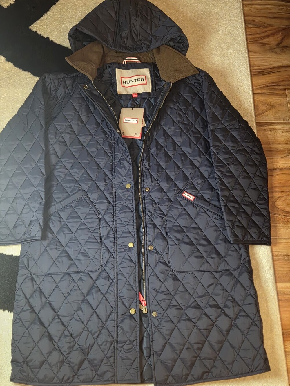 HUNTER 'ALISON' LONG DIAMOND QUILTED JACKET